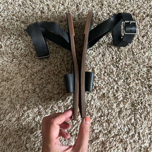 Madewell The Boardwalk Ankle-Strap Sandal Size 7.5 Black Leather - Picture 3 of 9